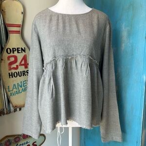 Cloth & Stone Long Sleeve Fray Hem Blouse